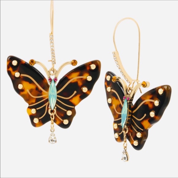 Betsey Johnson butterfly hook earrings - Picture 2 of 4
